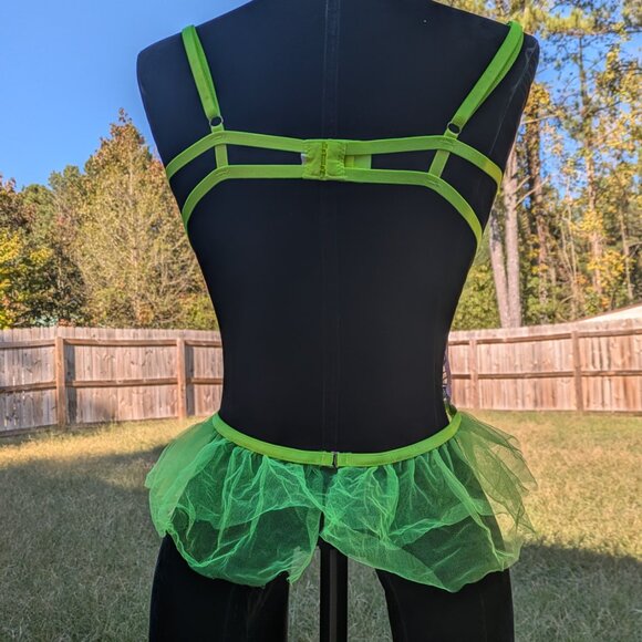 Sexy Neon Green Purple and Blue Floral Lingerie Size M - Picture 4 of 5